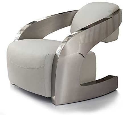 Fauteuils  - Fauteuil Cuir Blanc Et Inox Réf: Abyss
