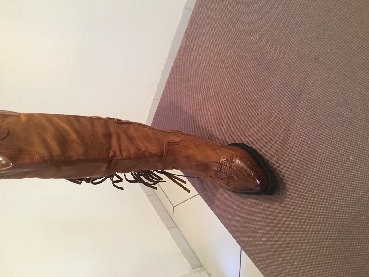 Bottes Femme - Bottes Daim Camel Frange