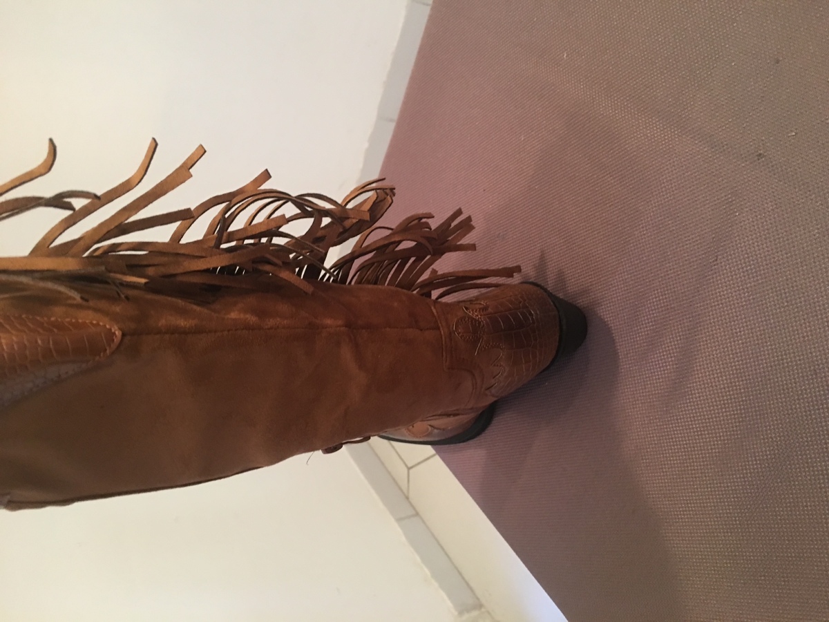 Bottes Femme - Bottes Daim Camel Frange
