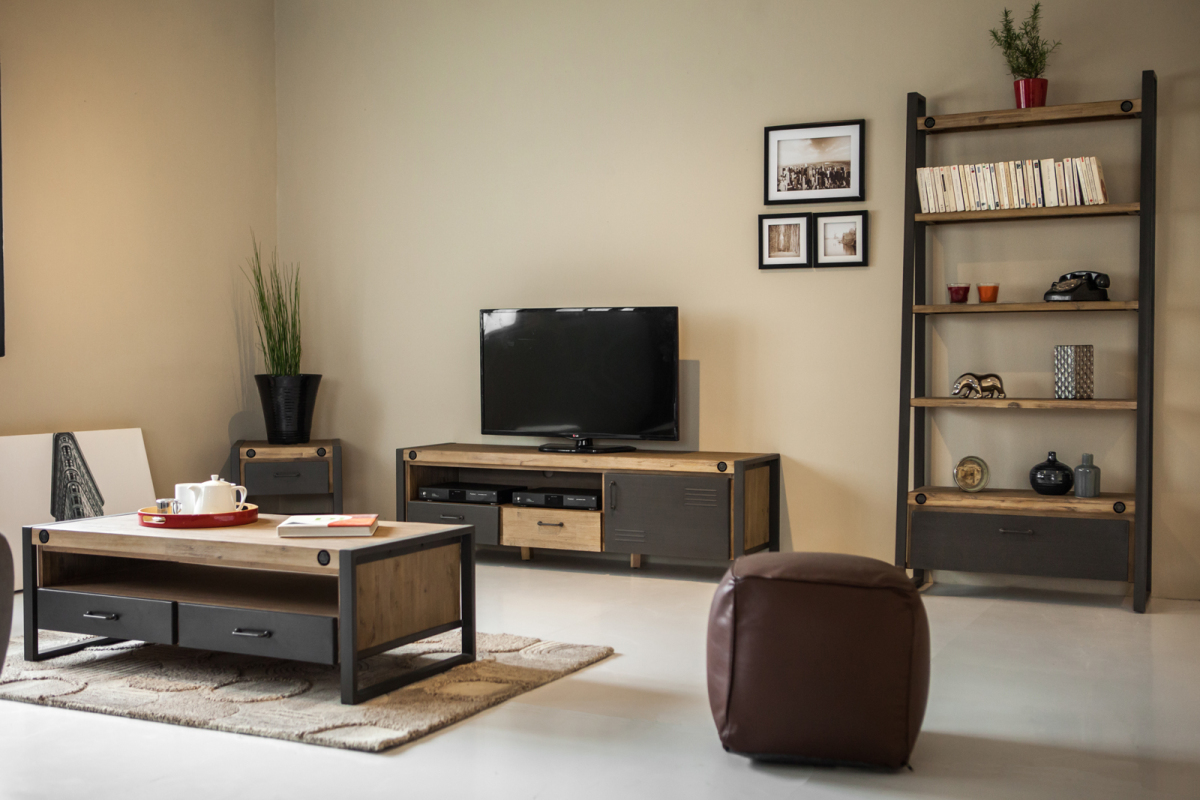 Meubles Style Industriel - Buffet Bas 4 Portes 1 Tiroir Industriel Yorker