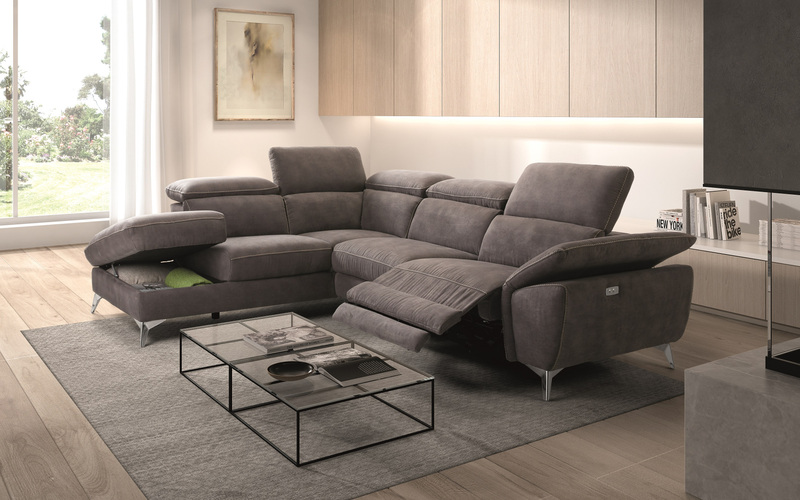 Canapés - Canapé D'angle Relax Electrique En Microfibre Gris Foncé Santana