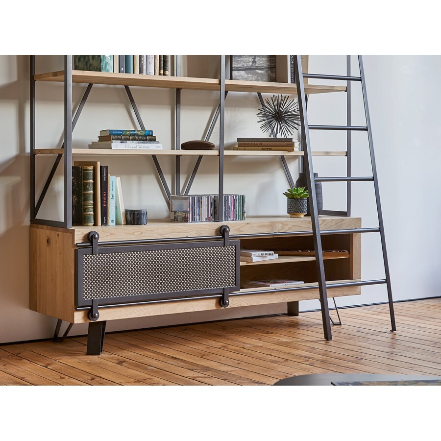 Mobilier - Bibliothèque Ouverte Fusion Style Industriel Métal Et Bois