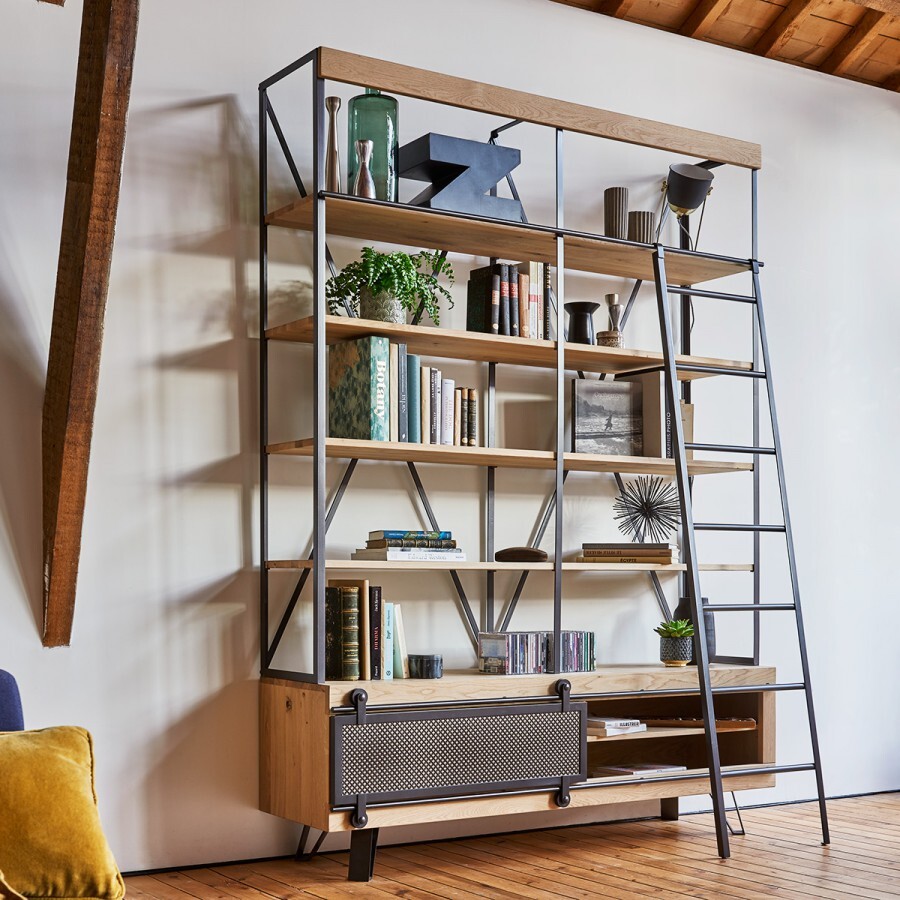 Mobilier - Bibliothèque Ouverte Fusion Style Industriel Métal Et Bois