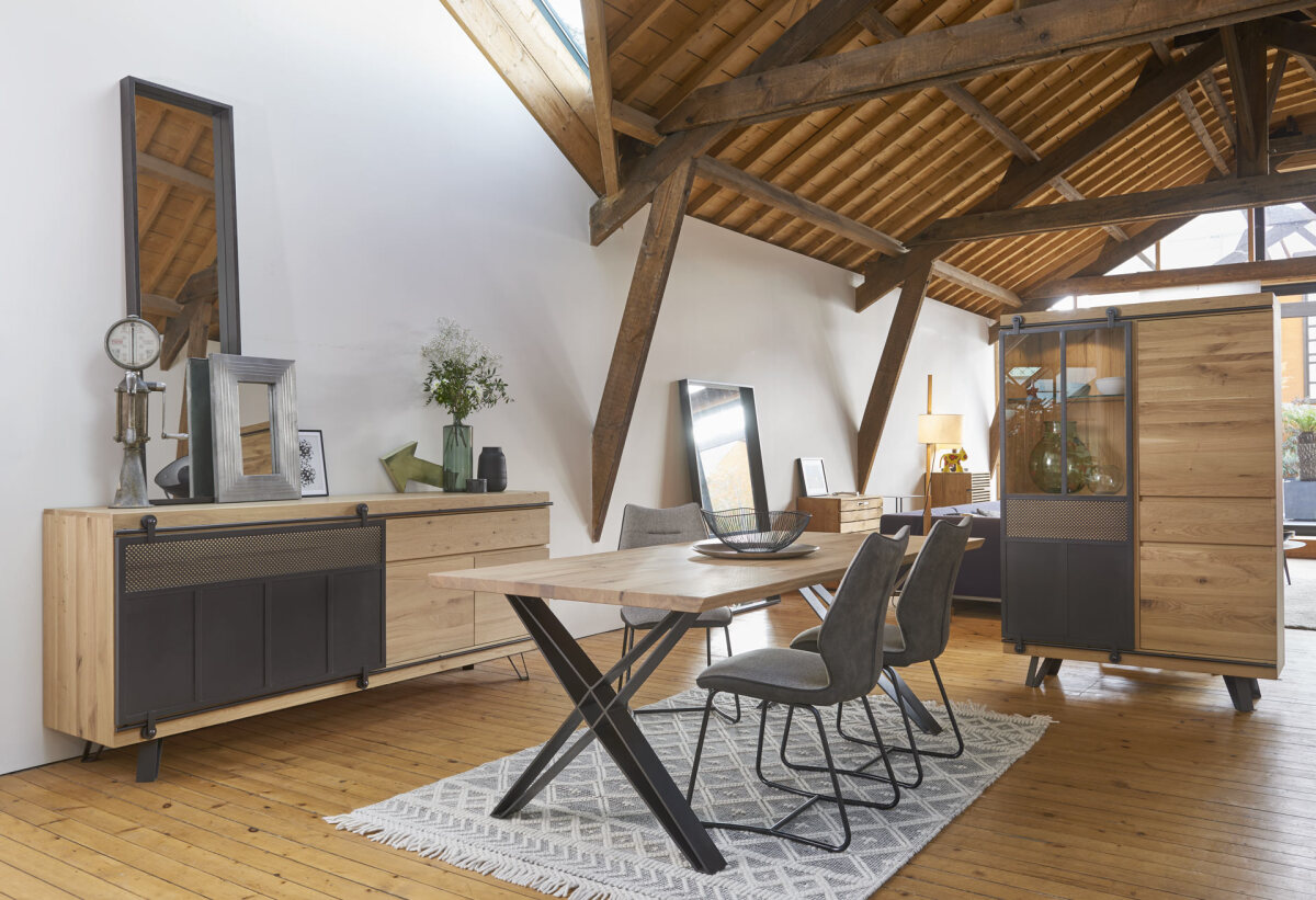 Mobilier - Table De Repas Fusion Bord Ondulé 180x100 Chêne Massif 