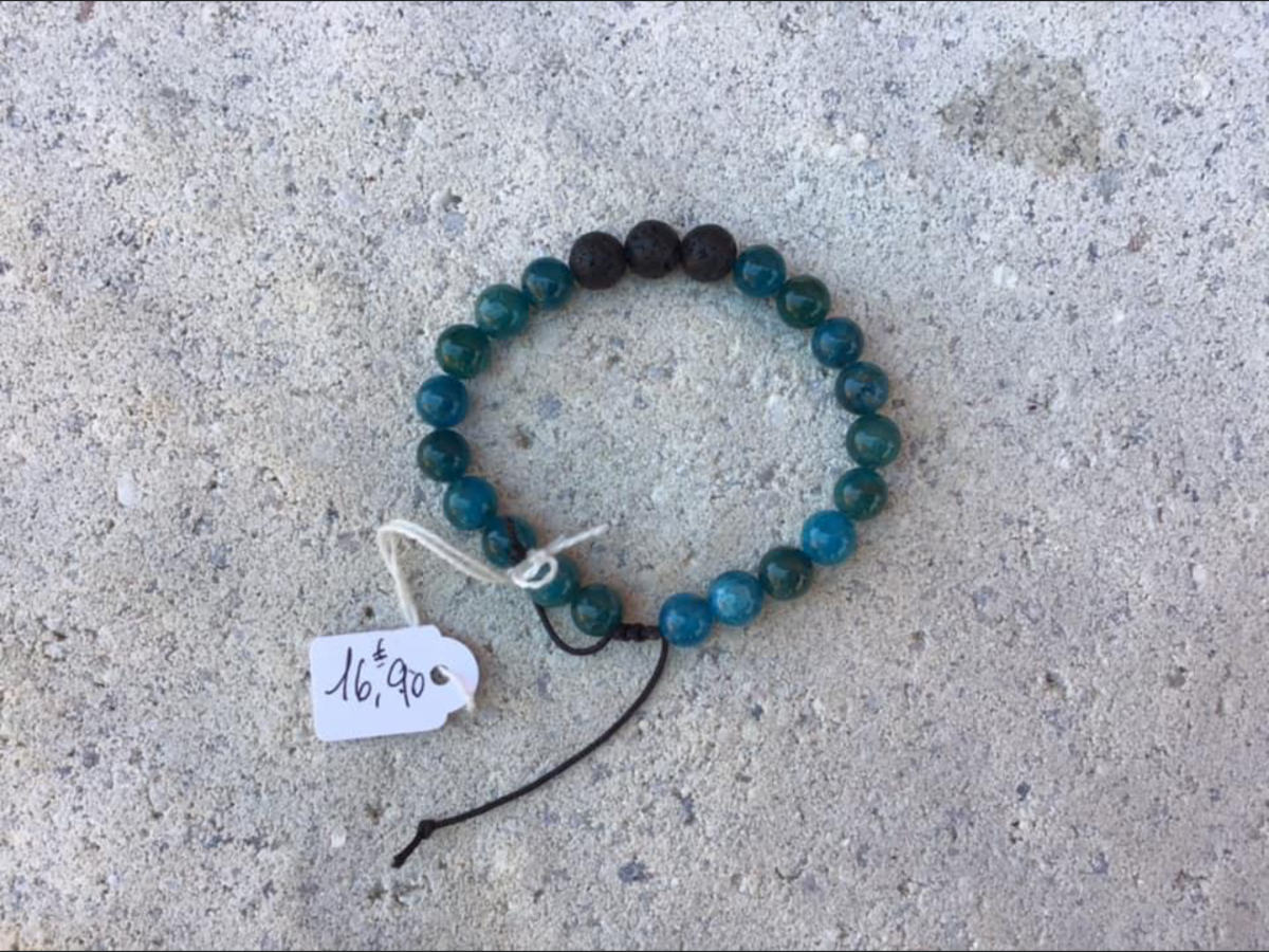 Bracelet  - Bracelet En Apatite Et Pierres De Lave Diffuseur D’huiles Essentielles