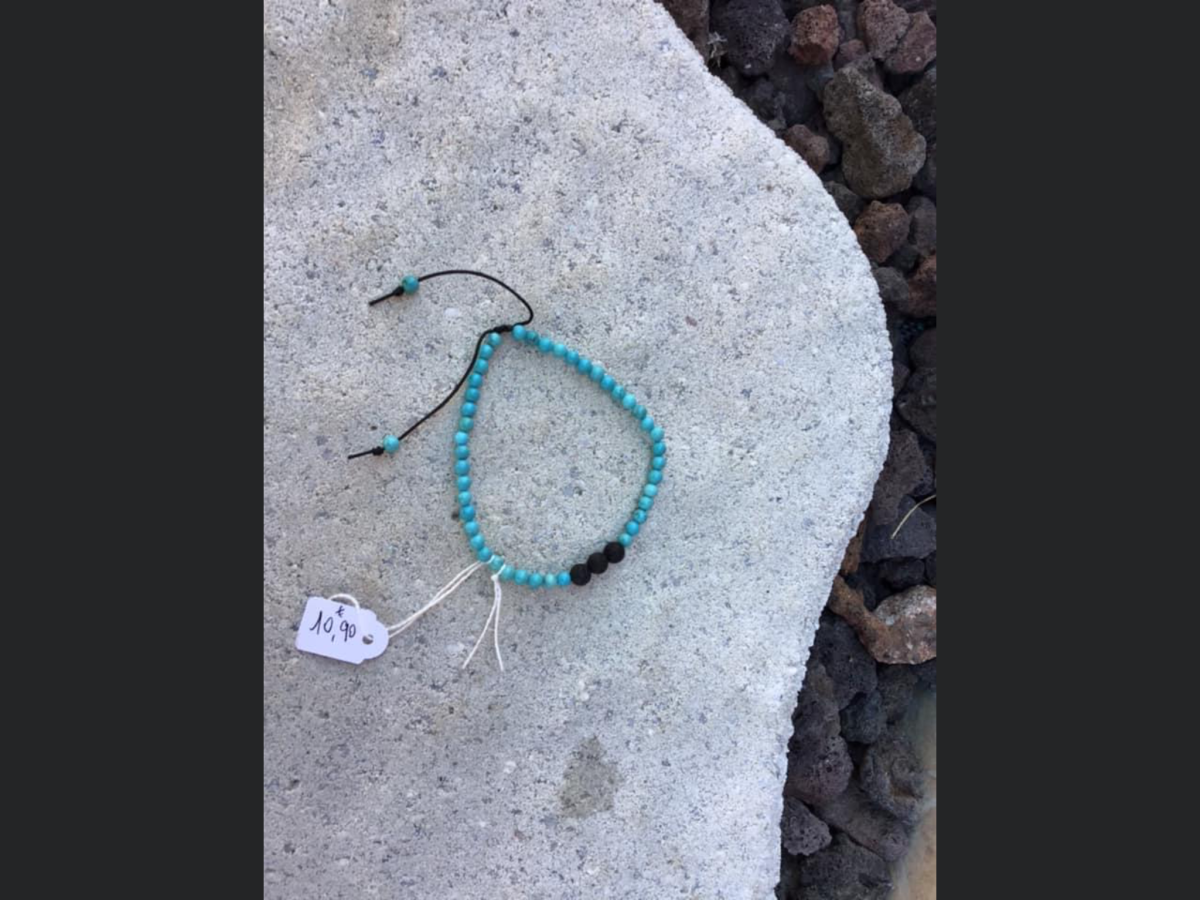 Chaînes De Chevilles - Chaîne De Cheville En Turquoise Et Lave Diffuseur D’huiles Essentielles 